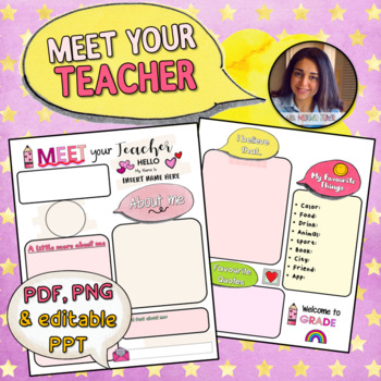 Preview of Meet Your Teacher {Editable} {FREE!} - Ms Marwa Tarek