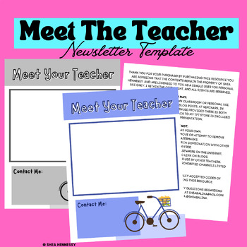 Preview of Meet Your Teacher - Editable Newsletter Template - Colorful Bicycle Theme