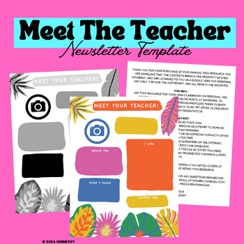 Preview of Meet Your Teacher - Editable Newsletter Template - Colorful Jungle