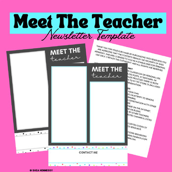 Preview of Meet Your Teacher - Editable Newsletter Template - Confetti Pops