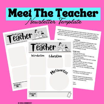 Preview of Meet Your Teacher - Editable Newsletter Template - Greyscale