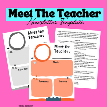 Preview of Meet Your Teacher - Editable Newsletter Template - Orange and Blue
