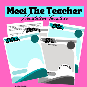 Preview of Meet Your Teacher - Editable Newsletter Template - Retro Blue