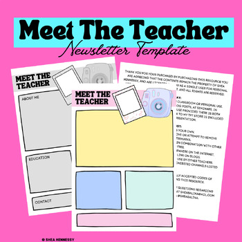 Preview of Meet Your Teacher - Editable Newsletter Template - Retro Camera