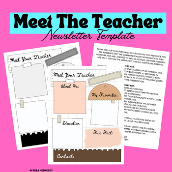 Preview of Meet Your Teacher - Editable Newsletter Template - Scrap Paper