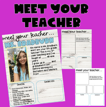 Preview of Meet Your Teacher Flyer