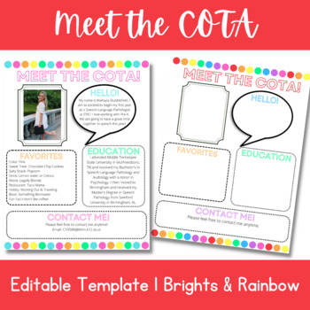 Preview of Meet the COTA | Editable Template