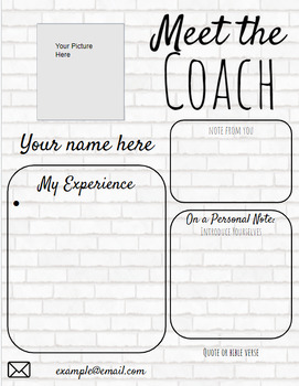 Preview of Meet the Coach Editable Template