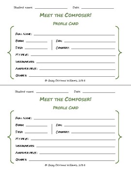 Preview of Meet the Composer!  {Profile Cards only}