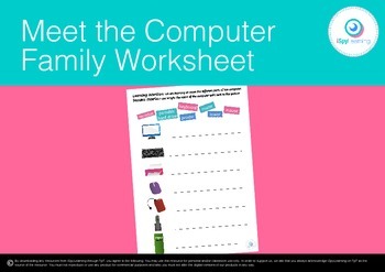 Preview of FREEBIE Meet the Computer Family - Computer Parts Printable Activity