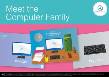 Preview of FREEBIE Meet the Computer Family Interactive Touch Game PDF about Computer Parts