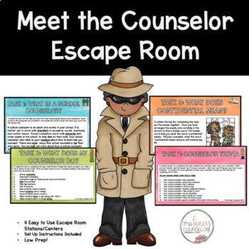 Preview of Meet the Counselor Escape Room Counselor Introduction Lesson