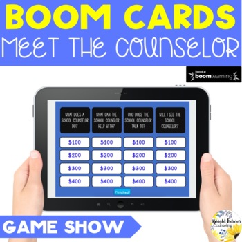 Preview of Meet the Counselor Game Show BOOM CARDS - Digital School Counseling Game