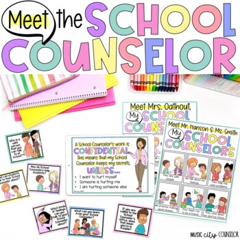 Preview of Meet the Counselor Lesson, Activities, Flyer, Posters, Editable 