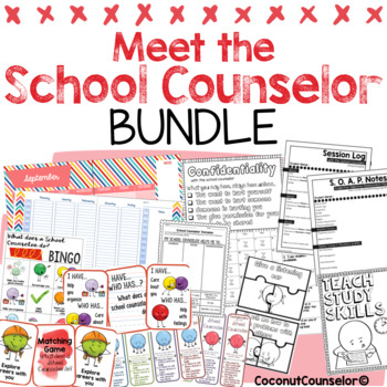 Preview of Meet the Counselor MEGA Bundle | Lesson Plan, Games, Worksheets, Coloring
