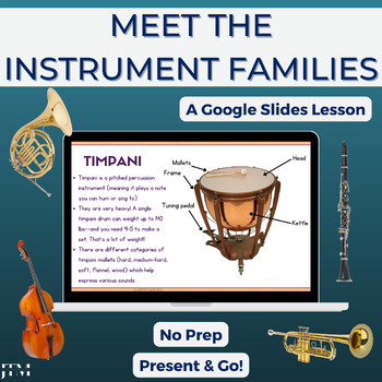 Preview of Meet the Instrument Families! A Google Slides lesson to introduce the orchestra