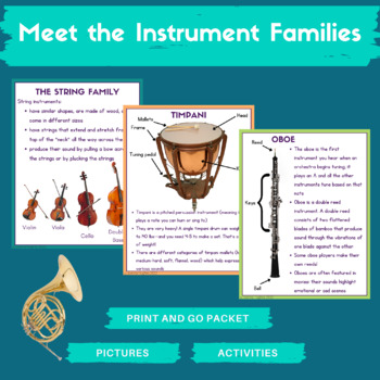 Preview of Meet the Instrument Families Packet (No-Prep, Print and Go, Elementary Music)