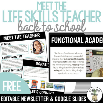 Preview of Meet the Life Skills Teacher Newsletter & Presentation Freebie