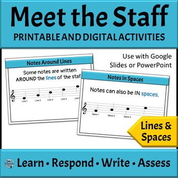 Preview of Music Staff Guided Lesson - Printable Worksheets and Digital Activities