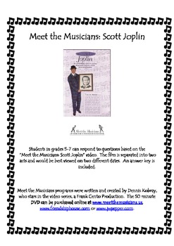 Preview of "Meet the Musicians: Scott Joplin" video worksheet