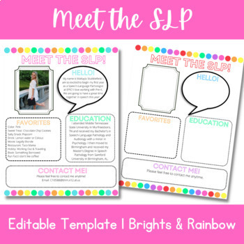 Preview of Meet the SLP | Editable Template