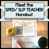 Meet the SLP or SPED Teacher Introduction Handout!