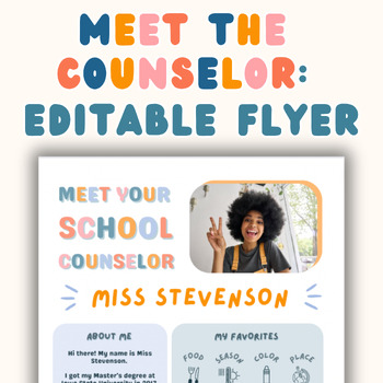 Preview of Meet the School Counselor - Colorful Flyer - Editable Template - Newsletter