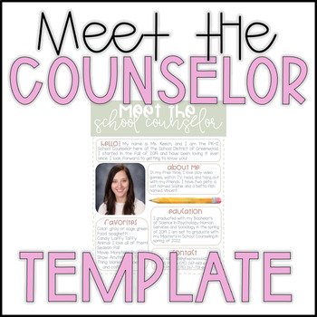Preview of Meet the School Counselor - EDITABLE Template
