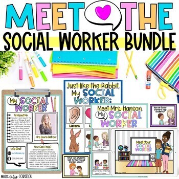 Preview of Meet the Social Worker BUNDLE: Lessons, Flyers, Activities, Digital Printable