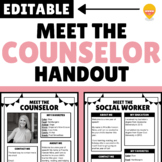 Meet the Social Worker | Meet the Counselor Handout EDITABLE