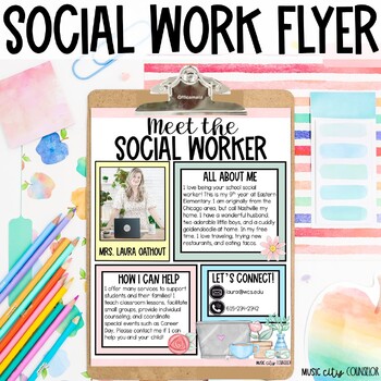 Preview of Meet the Social Worker Role of the Social Worker Back to School Flyer Newsletter