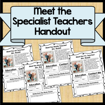 Preview of Meet the Specialist Teacher Introduction (Art, Music, PE, Media, etc)
