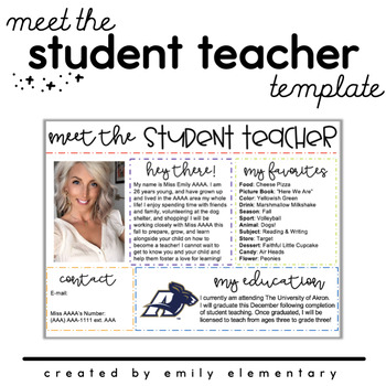 Preview of Meet the Student Teacher Editable Template