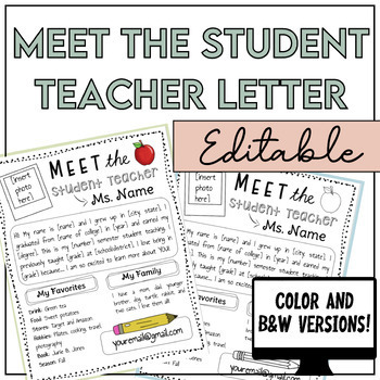 Preview of Meet the Student Teacher Letter Template EDITABLE | Google Slides