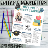Meet the Student Teacher Newsletter Template- EDITABLE- Bright