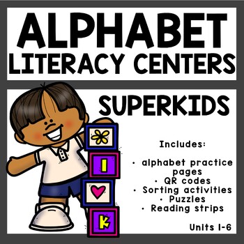 Preview of Meet the Superkids Kindergarten Literacy Centers Units 1-6