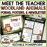 Woodland Animals Theme Meet the Teacher EDITABLE templates