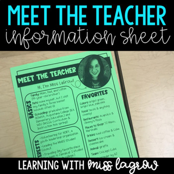 Preview of Meet the Teacher All About Me Page EDITABLE Template