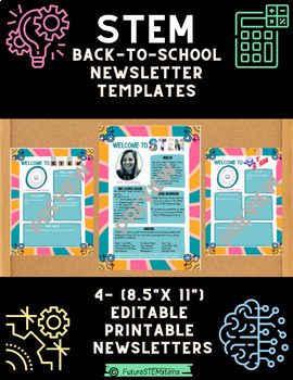 Preview of Meet the Teacher Back-to-School Newsletter Templates for STEM