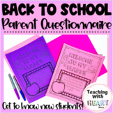 Meet the Teacher Back to School Parent Questionnaire | Stu
