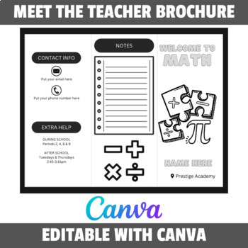 Preview of Meet the Teacher Back to School Parent Teacher Conference Brochure Editable