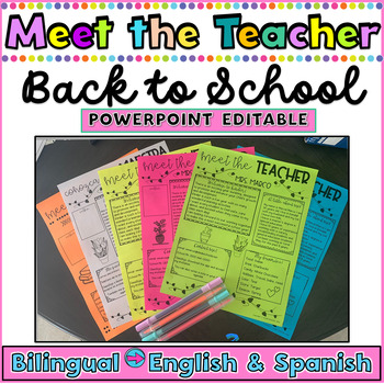 Preview of Meet the Teacher Bilingual English Spanish Back to School Editable