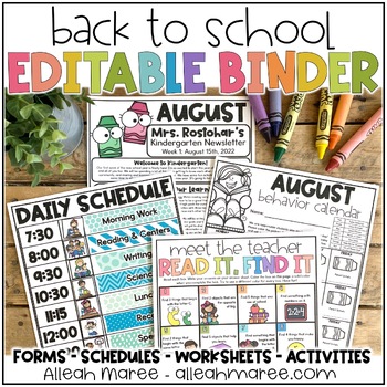 Preview of Meet the Teacher Binder - Back to School Forms - Editable Schedule