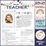 Meet the Teacher Boho Rainbow Theme - EDITABLE