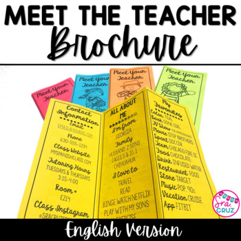 Preview of Meet the Teacher Brochure Back to School Spanish Class ENGLISH version EDITABLE