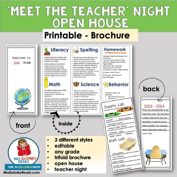 Open House, Meet the Teacher Brochure Pamphlet - English, Oh My!