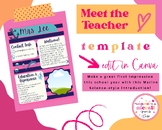 Meet the Teacher - Canva Template - Fully Editable