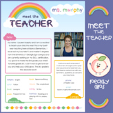 Meet the Teacher Colorful Rainbow Themed Parent Handout