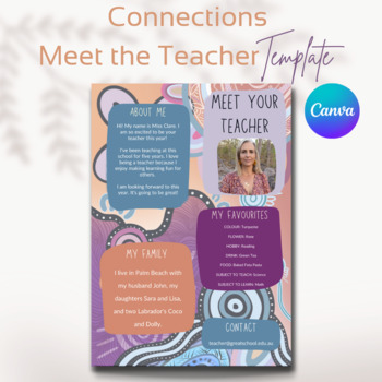 Preview of Meet the Teacher - 'Connections' | First Nation Aboriginal Art | Canva Template