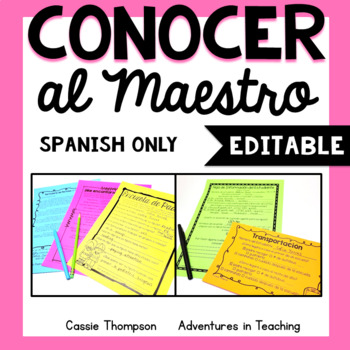Preview of Meet the Teacher Editable Forms and Handouts for Back to School SPANISH